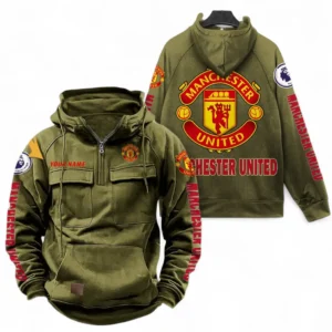 Manchester United Fans Gift Tactical Quarter Zip Hoodie, All Over Print Tactical Quarter Zip Hoodie For Sport Fan, Custom Name EPL111073025112-Army Green