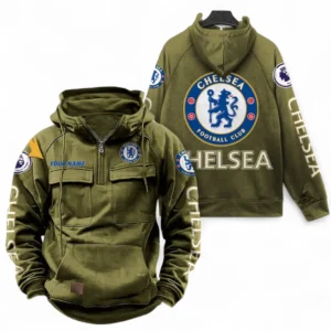 Chelsea Fans Gift Tactical Quarter Zip Hoodie, All Over Print Tactical Quarter Zip Hoodie For Sport Fan, Custom Name EPL111073025113-Army Green