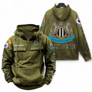 Newcastle United Fans Gift Tactical Quarter Zip Hoodie, All Over Print Tactical Quarter Zip Hoodie For Sport Fan, Custom Name EPL111073025115-Army Green