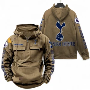 Tottenham Hotspur F.C Fans Gift Tactical Quarter Zip Hoodie, All Over Print Tactical Quarter Zip Hoodie For Sport Fan, Custom Name EPL111073025116-Khaki