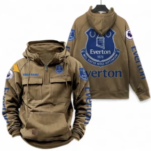 Everton F.C Fans Gift Tactical Quarter Zip Hoodie, All Over Print Tactical Quarter Zip Hoodie For Sport Fan, Custom Name EPL111073025120-Khaki