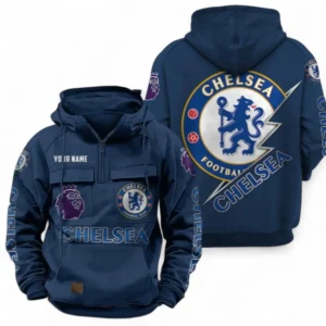 Chelsea F.C Fans Gift Tactical Quarter Zip Hoodie, All Over Print Tactical Quarter Zip Hoodie For Sport Fan, Custom Name EPL113073025447-Dark Blue