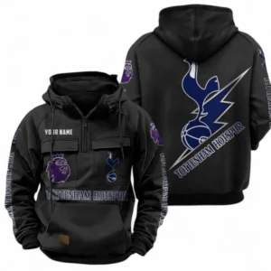 Tottenham Hotspur F.C Fans Gift Tactical Quarter Zip Hoodie, All Over Print Tactical Quarter Zip Hoodie For Sport Fan, Custom Name EPL113073025453-Black