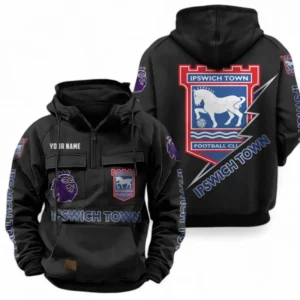 Ipswich Town Fans Gift Tactical Quarter Zip Hoodie, All Over Print Tactical Quarter Zip Hoodie For Sport Fan, Custom Name EPL113073025454-Black