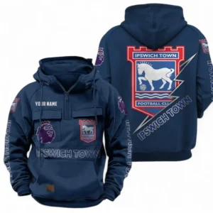 Ipswich Town Fans Gift Tactical Quarter Zip Hoodie, All Over Print Tactical Quarter Zip Hoodie For Sport Fan, Custom Name EPL113073025454-Dark Blue