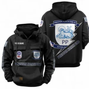 Preston North End Fans Gift Tactical Quarter Zip Hoodie, All Over Print Tactical Quarter Zip Hoodie For Sport Fan, Custom Name EPL113073025468-Black