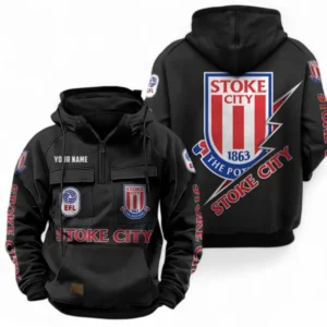 Stoke City Fans Gift Tactical Quarter Zip Hoodie, All Over Print Tactical Quarter Zip Hoodie For Sport Fan, Custom Name EPL113073025472-Black