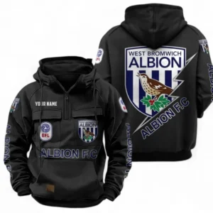 West Bromwich Albion Fans Gift Tactical Quarter Zip Hoodie, All Over Print Tactical Quarter Zip Hoodie For Sport Fan, Custom Name EPL113073025485-Black