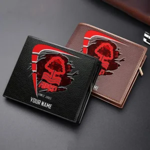 Nottingham Forest Fans Gift Horizontal Leather Wallet, All Over Print Horizontal Leather Wallet For Sport Fan, Custom Name EPL114073125337-Black