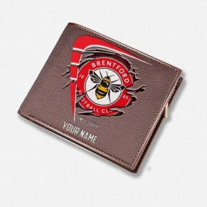 Brentford Fans Gift Horizontal Leather Wallet, All Over Print Horizontal Leather Wallet For Sport Fan, Custom Name EPL114073125345-Brown