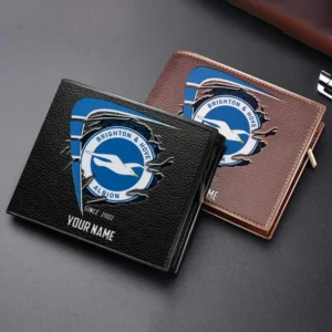 Brighton Fans Gift Horizontal Leather Wallet, All Over Print Horizontal Leather Wallet For Sport Fan, Custom Name EPL114073125346-Black