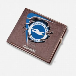 Brighton Fans Gift Horizontal Leather Wallet, All Over Print Horizontal Leather Wallet For Sport Fan, Custom Name EPL114073125346-Brown