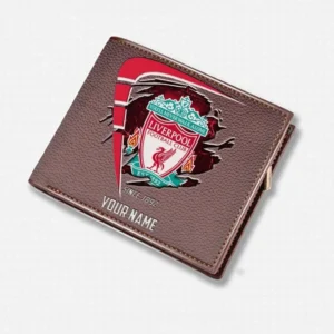 Liverpool Fans Gift Horizontal Leather Wallet, All Over Print Horizontal Leather Wallet For Sport Fan, Custom Name EPL114073125352-Brown