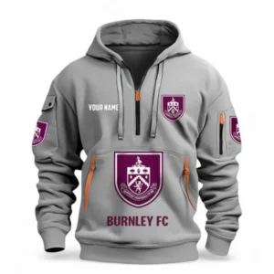 Burnley Fans Gift Hoodie Half Zipper, All Over Print Hoodie Half Zipper For Sport Fan, Custom Name EPL116073125008-Grey
