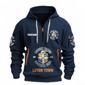 Luton Town Fans Gift Hoodie Half Zipper, All Over Print Hoodie Half Zipper For Sport Fan, Custom Name EPL116073125009-Navy