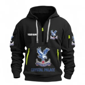 Crystal Palace Fans Gift Hoodie Half Zipper, All Over Print Hoodie Half Zipper For Sport Fan, Custom Name EPL116073125010-Black