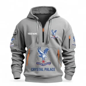 Crystal Palace Fans Gift Hoodie Half Zipper, All Over Print Hoodie Half Zipper For Sport Fan, Custom Name EPL116073125010-Grey