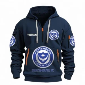Portsmouth Fans Gift Hoodie Half Zipper, All Over Print Hoodie Half Zipper For Sport Fan, Custom Name EPL116073125012-Navy