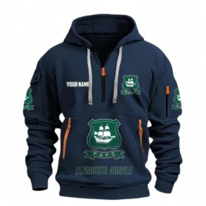 Plymouth Argyle Fans Gift Hoodie Half Zipper, All Over Print Hoodie Half Zipper For Sport Fan, Custom Name EPL116073125013-Navy