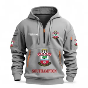Southampton Fans Gift Hoodie Half Zipper, All Over Print Hoodie Half Zipper For Sport Fan, Custom Name EPL116073125014-Grey