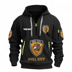 Hull City Fans Gift Hoodie Half Zipper, All Over Print Hoodie Half Zipper For Sport Fan, Custom Name EPL116073125015-Black