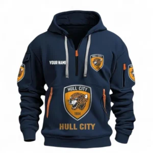 Hull City Fans Gift Hoodie Half Zipper, All Over Print Hoodie Half Zipper For Sport Fan, Custom Name EPL116073125015-Navy