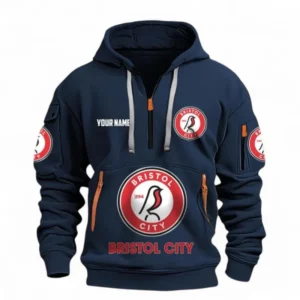 Bristol City Fans Gift Hoodie Half Zipper, All Over Print Hoodie Half Zipper For Sport Fan, Custom Name EPL116073125017-Navy