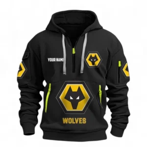 Wolverhampton Fans Gift Hoodie Half Zipper, All Over Print Hoodie Half Zipper For Sport Fan, Custom Name EPL116073125018-Black