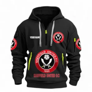 Sheffield United Fans Gift Hoodie Half Zipper, All Over Print Hoodie Half Zipper For Sport Fan, Custom Name EPL116073125026-Black