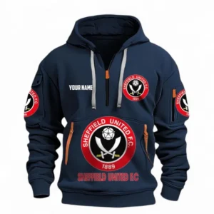 Sheffield United Fans Gift Hoodie Half Zipper, All Over Print Hoodie Half Zipper For Sport Fan, Custom Name EPL116073125026-Navy