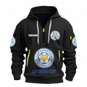 Leicester City Fans Gift Hoodie Half Zipper, All Over Print Hoodie Half Zipper For Sport Fan, Custom Name EPL116073125027-Black