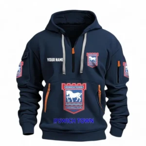 Ipswich Town Fans Gift Hoodie Half Zipper, All Over Print Hoodie Half Zipper For Sport Fan, Custom Name EPL116073125028-Navy