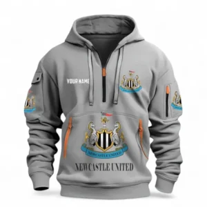 Newcastle United Fans Gift Hoodie Half Zipper, All Over Print Hoodie Half Zipper For Sport Fan, Custom Name EPL116073125030-Grey