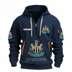 Newcastle United Fans Gift Hoodie Half Zipper, All Over Print Hoodie Half Zipper For Sport Fan, Custom Name EPL116073125030-Navy