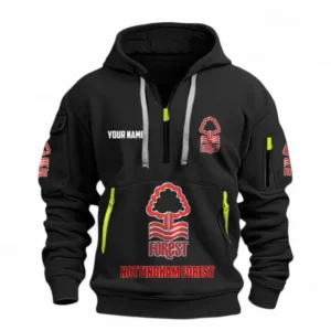 Nottingham Forest Fans Gift Hoodie Half Zipper, All Over Print Hoodie Half Zipper For Sport Fan, Custom Name EPL116073125033-Black