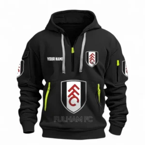Fulham Fans Gift Hoodie Half Zipper, All Over Print Hoodie Half Zipper For Sport Fan, Custom Name EPL116073125034-Black