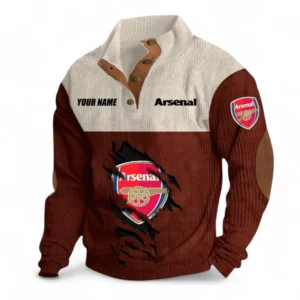 Arsenal Fans Gift Men's Stand Up Collar Base Shirt, All Over Print Men's Stand Up Collar Base Shirt For Sport Fan, Custom Name EPL117073125227-Dark Red