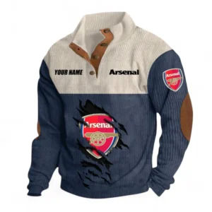 Arsenal Fans Gift Men's Stand Up Collar Base Shirt, All Over Print Men's Stand Up Collar Base Shirt For Sport Fan, Custom Name EPL117073125227-Navy Blue