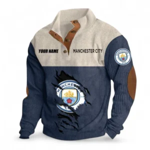 Manchester City Fans Gift Men's Stand Up Collar Base Shirt, All Over Print Men's Stand Up Collar Base Shirt For Sport Fan, Custom Name EPL117073125230-Navy Blue