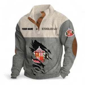 Sunderland Fans Gift Men's Stand Up Collar Base Shirt, All Over Print Men's Stand Up Collar Base Shirt For Sport Fan, Custom Name EPL117073125236-Gray
