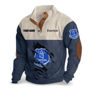 Everton Fans Gift Men's Stand Up Collar Base Shirt, All Over Print Men's Stand Up Collar Base Shirt For Sport Fan, Custom Name EPL117073125242-Navy Blue