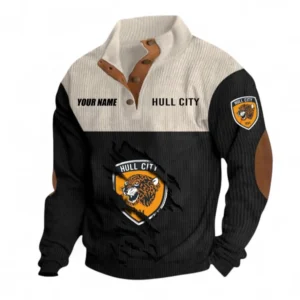 Hull City Fans Gift Men's Stand Up Collar Base Shirt, All Over Print Men's Stand Up Collar Base Shirt For Sport Fan, Custom Name EPL117073125244-Black
