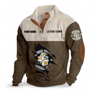 Luton Town Fans Gift Men's Stand Up Collar Base Shirt, All Over Print Men's Stand Up Collar Base Shirt For Sport Fan, Custom Name EPL117073125246-Brown