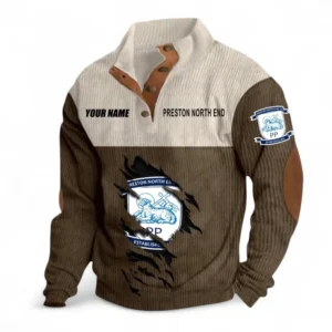 Preston North End Fans Gift Men's Stand Up Collar Base Shirt, All Over Print Men's Stand Up Collar Base Shirt For Sport Fan, Custom Name EPL117073125250-Brown