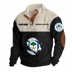 Wigan Athletic Fans Gift Men's Stand Up Collar Base Shirt, All Over Print Men's Stand Up Collar Base Shirt For Sport Fan, Custom Name EPL117073125258-Black