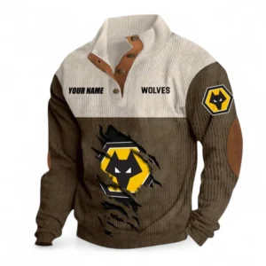Wolverhampton Fans Gift Men's Stand Up Collar Base Shirt, All Over Print Men's Stand Up Collar Base Shirt For Sport Fan, Custom Name EPL117073125259-Brown