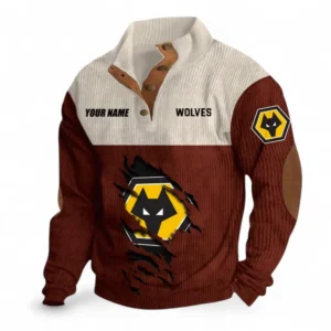 Wolverhampton Fans Gift Men's Stand Up Collar Base Shirt, All Over Print Men's Stand Up Collar Base Shirt For Sport Fan, Custom Name EPL117073125259-Dark Red