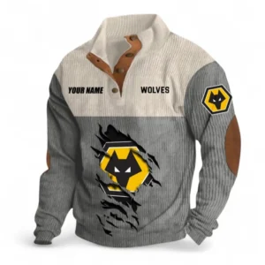 Wolverhampton Fans Gift Men's Stand Up Collar Base Shirt, All Over Print Men's Stand Up Collar Base Shirt For Sport Fan, Custom Name EPL117073125259-Gray