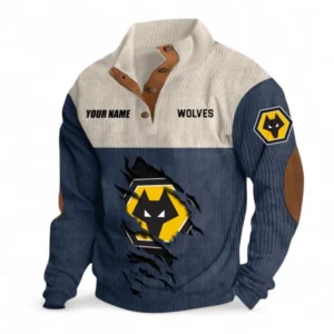 Wolverhampton Fans Gift Men's Stand Up Collar Base Shirt, All Over Print Men's Stand Up Collar Base Shirt For Sport Fan, Custom Name EPL117073125259-Navy Blue