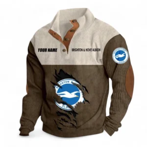 Brighton Fans Gift Men's Stand Up Collar Base Shirt, All Over Print Men's Stand Up Collar Base Shirt For Sport Fan, Custom Name EPL117073125261-Brown